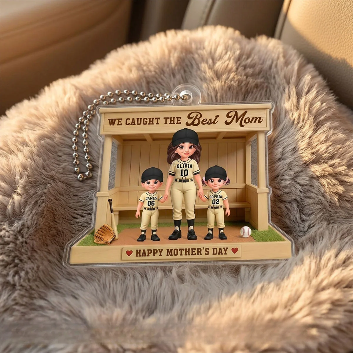 We Caught The Best Mom Baseball Dugout - Personalized Acrylic Car Hanger - Mother's Day Gift For Baseball Mom - Image 10