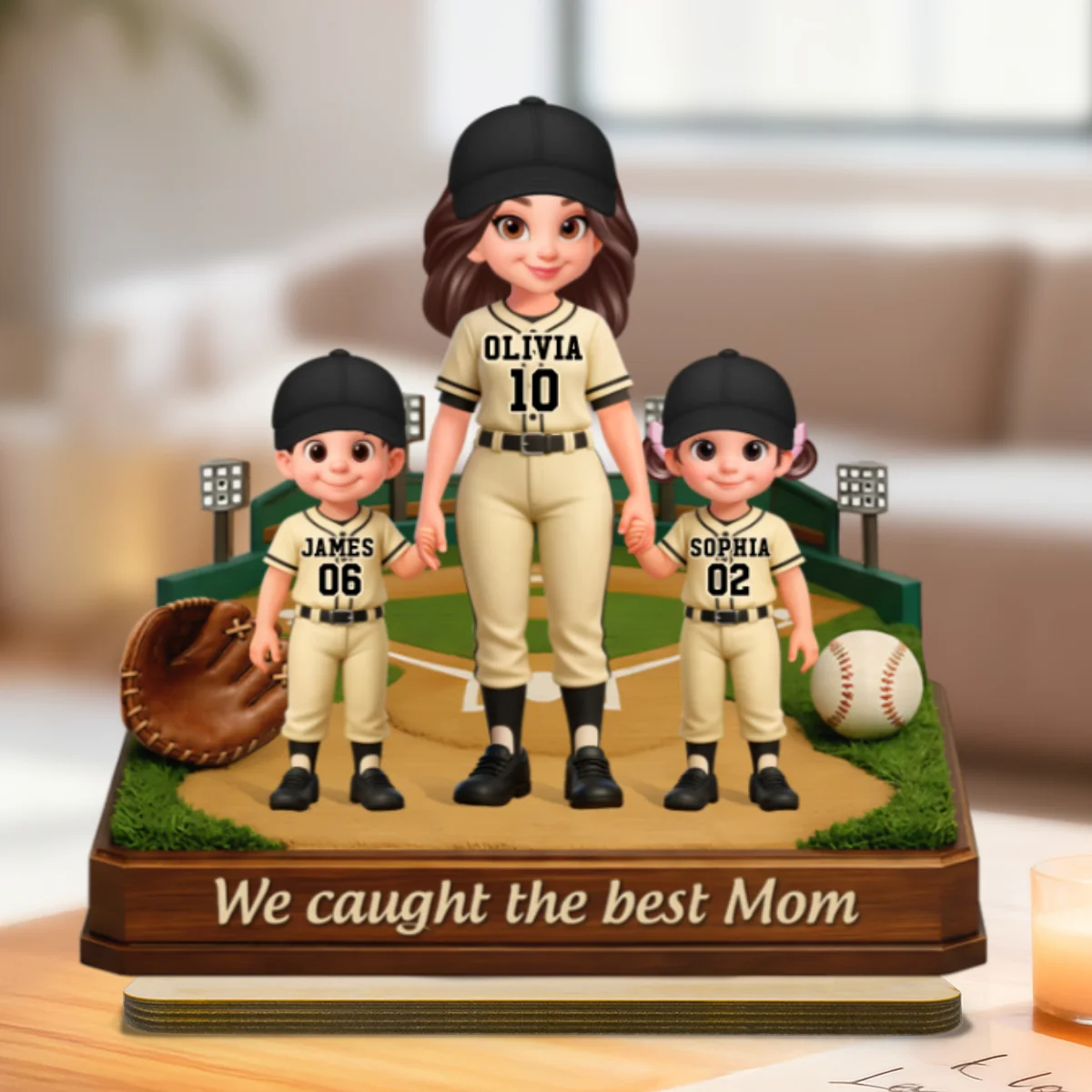 We Caught The Best Mom Baseball Field - Personalized 2-Layered Wooden Plaque - Mother's Day Gift For Baseball Mom - Image 10