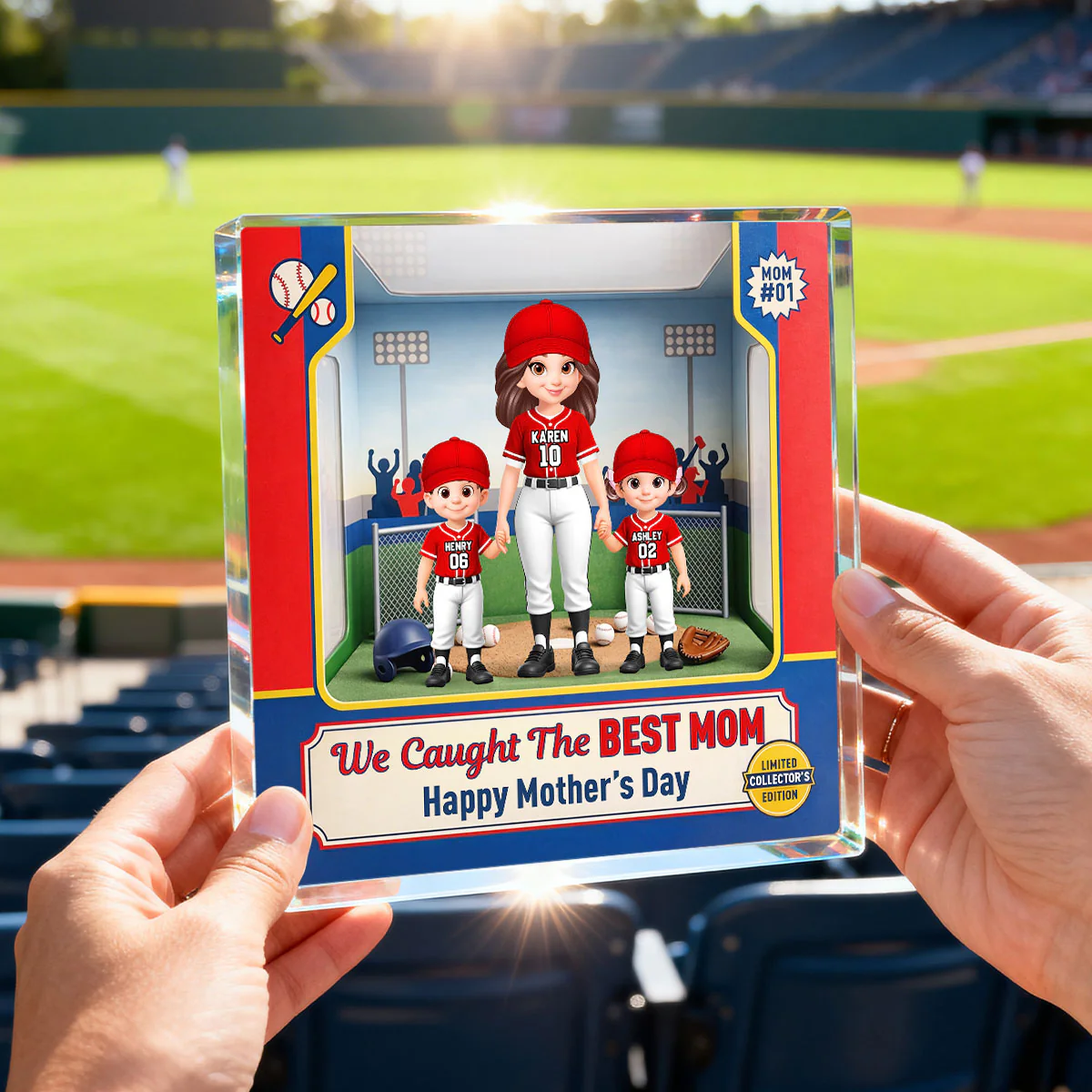 We Caught the Best Mom Baseball Field - Personalized Acrylic Block Plaque - Mother's Day Gift for Mom, Wife - Image 2