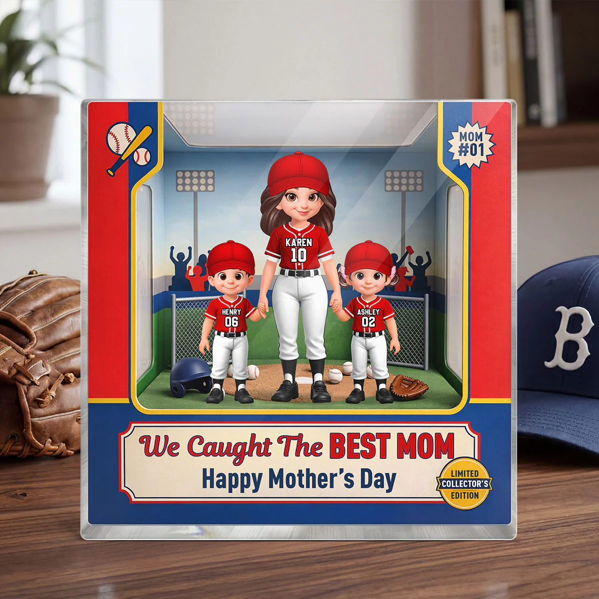 We Caught the Best Mom Baseball Field - Personalized Acrylic Block Plaque - Mother's Day Gift for Mom, Wife - Image 3
