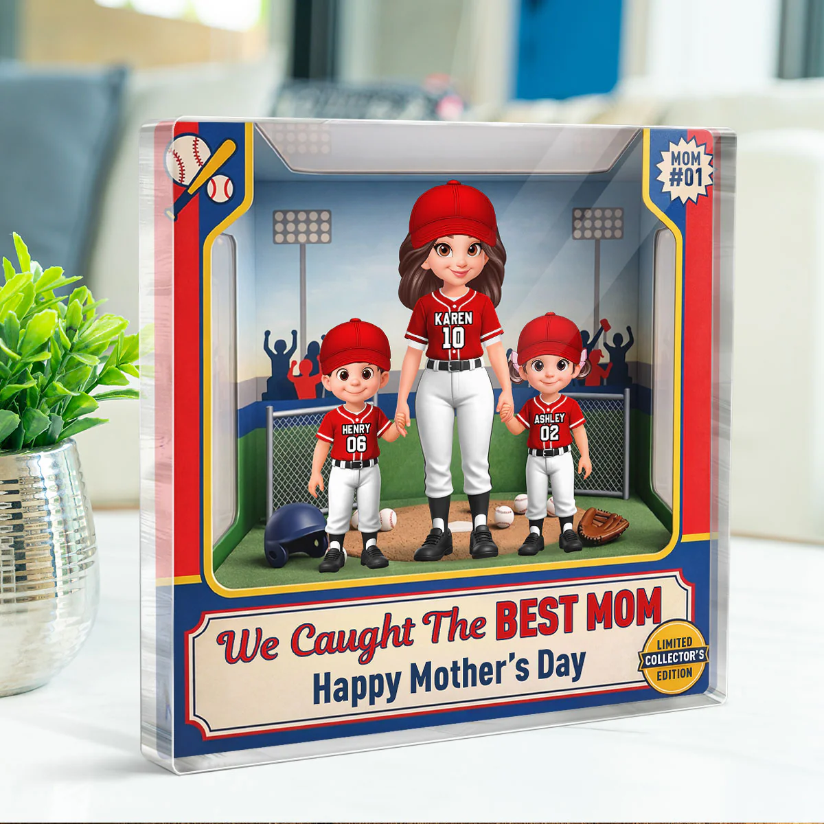 We Caught the Best Mom Baseball Field - Personalized Acrylic Block Plaque - Mother's Day Gift for Mom, Wife - Image 4