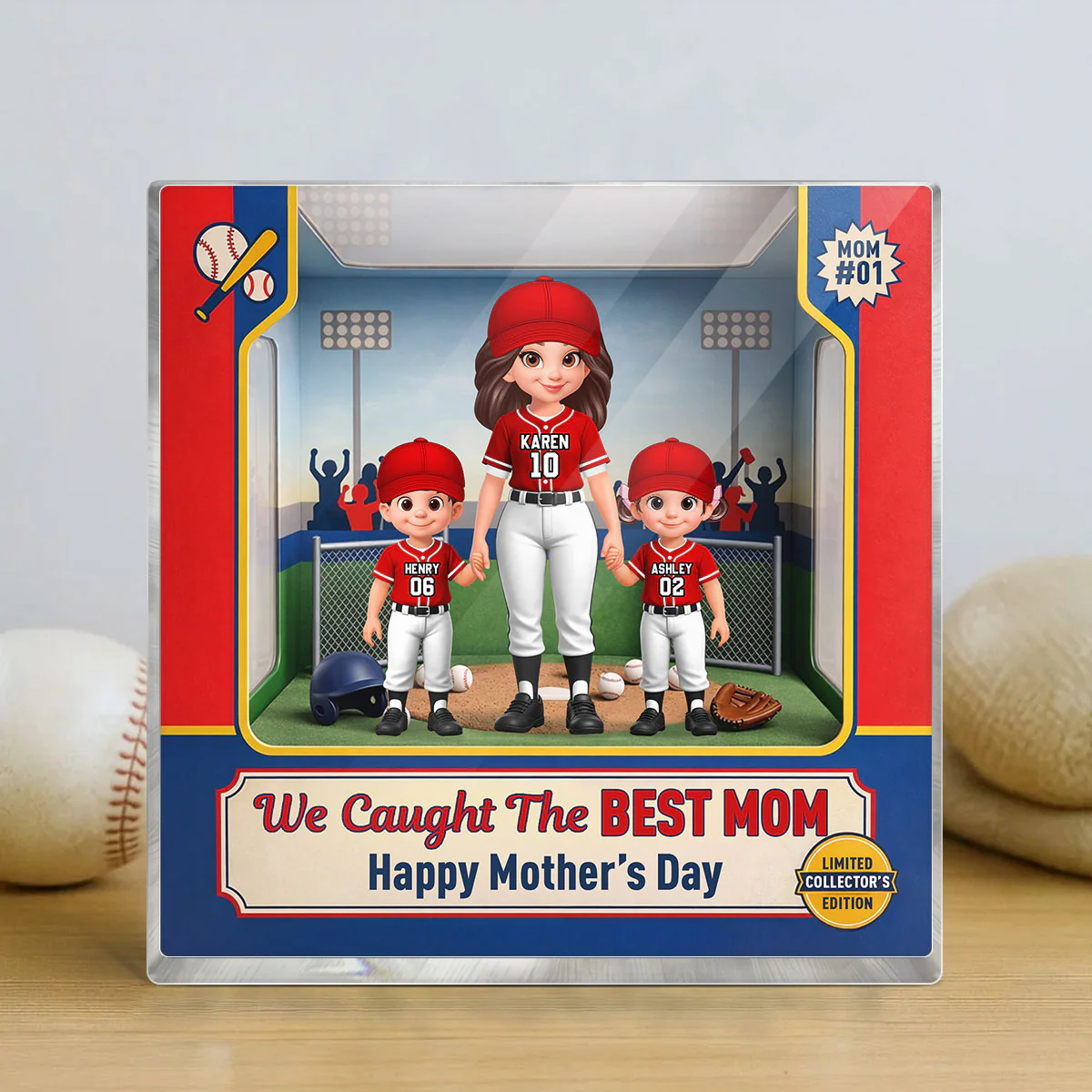 We Caught the Best Mom Baseball Field - Personalized Acrylic Block Plaque - Mother's Day Gift for Mom, Wife - Image 5
