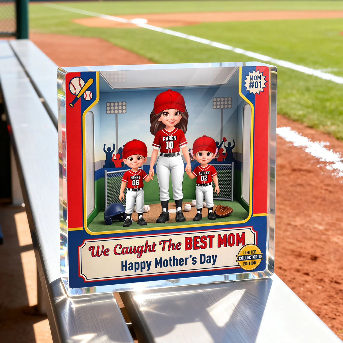 We Caught the Best Mom Baseball Field - Personalized Acrylic Block Plaque - Mother's Day Gift for Mom, Wife - Image 6