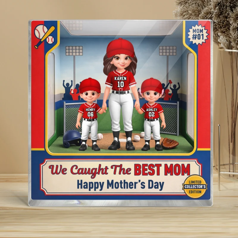 We Caught the Best Mom Baseball Field - Personalized Acrylic Block Plaque - Mother's Day Gift for Mom, Wife - Image 7