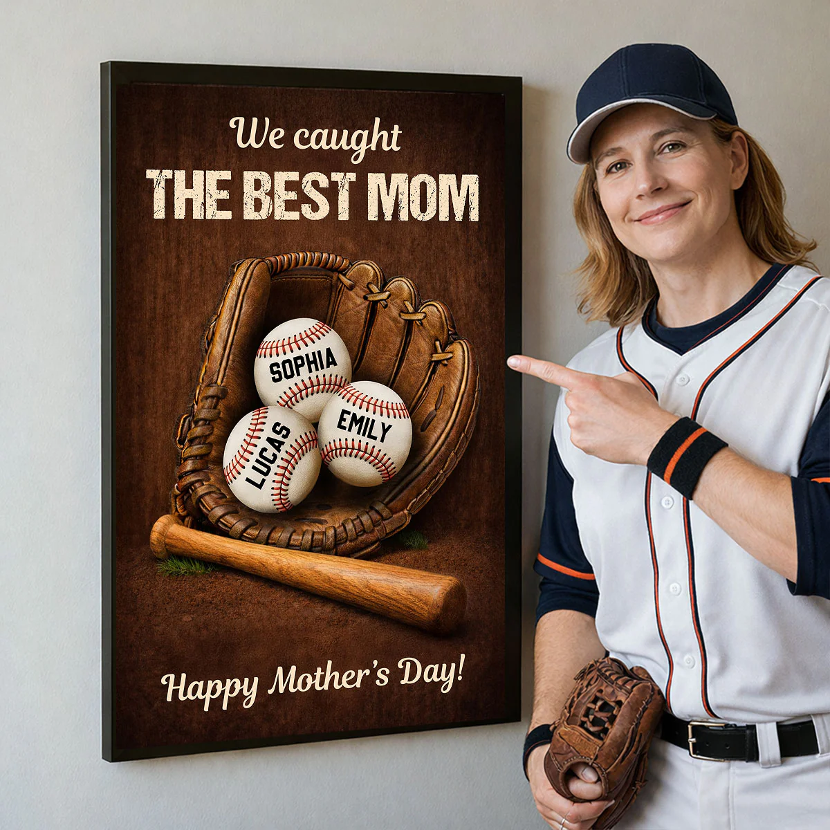 We Caught The Best Mom Baseball Gear- Personalized Poster - Heartfelt Mother's Day Gift for Mom, Wife - Image 3