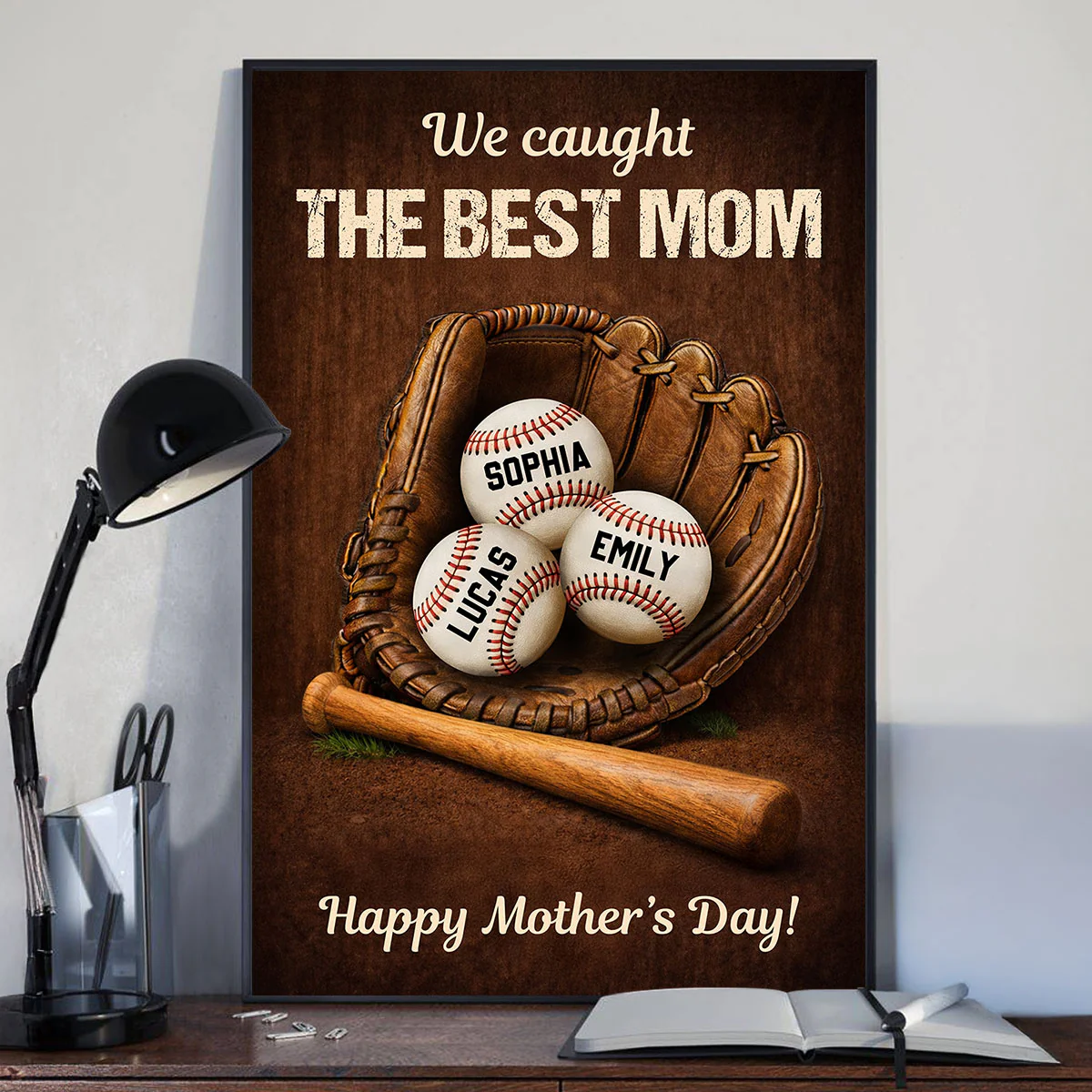 We Caught The Best Mom Baseball Gear- Personalized Poster - Heartfelt Mother's Day Gift for Mom, Wife - Image 4