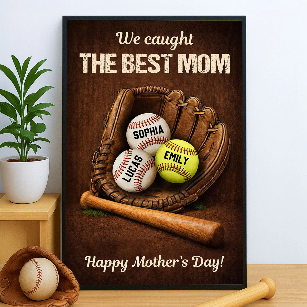 We Caught The Best Mom Baseball Gear- Personalized Poster - Heartfelt Mother's Day Gift for Mom, Wife - Image 5