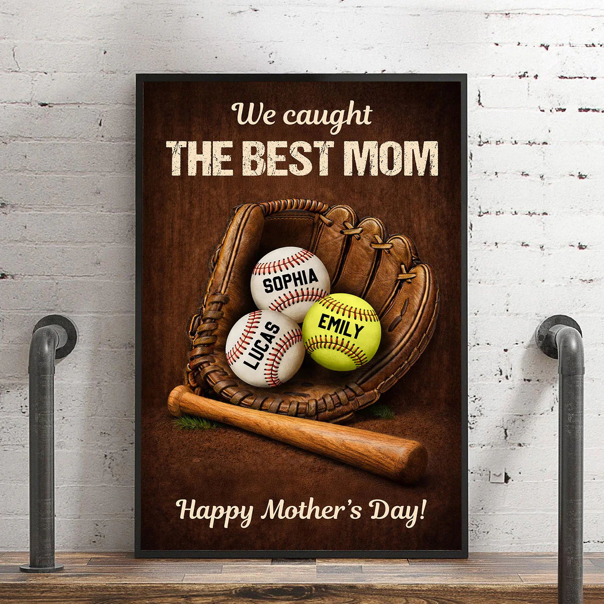 We Caught The Best Mom Baseball Gear- Personalized Poster - Heartfelt Mother's Day Gift for Mom, Wife - Image 6