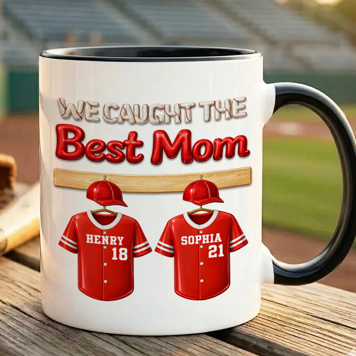 We Caught The Best Mom Baseball Kids - Personalized Mug - Heartfelt Gift For Baseball Mom, Gift For Wife - Image 2