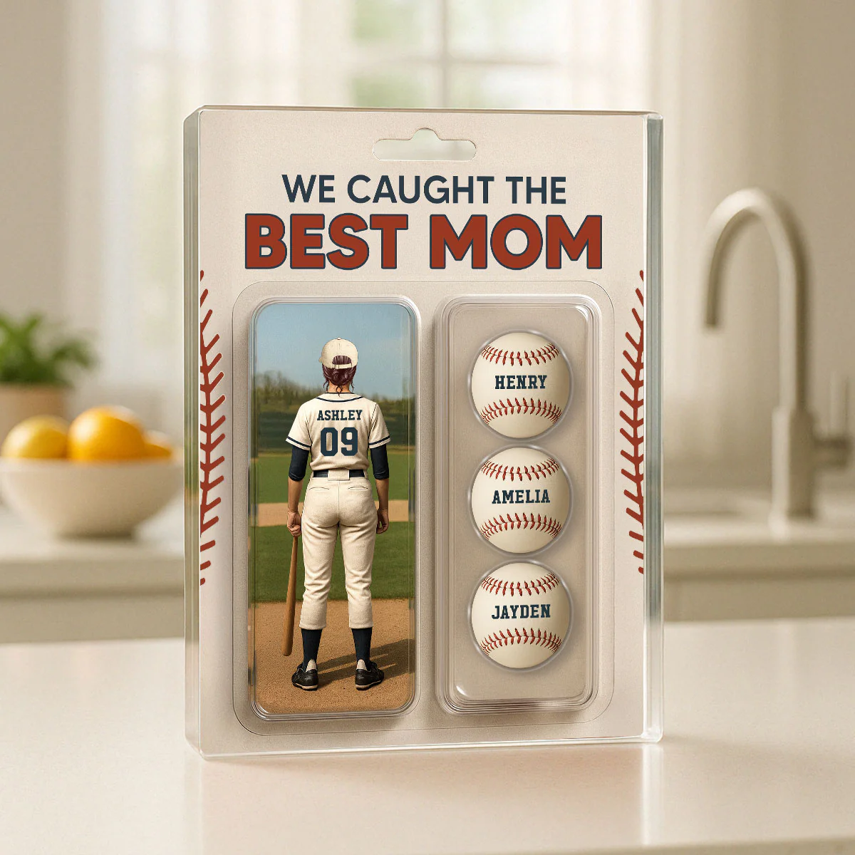 We Caught The Best Mom Baseball Lover Realistic Figure Style Personalized Acrylic Block Plaque - Image 6