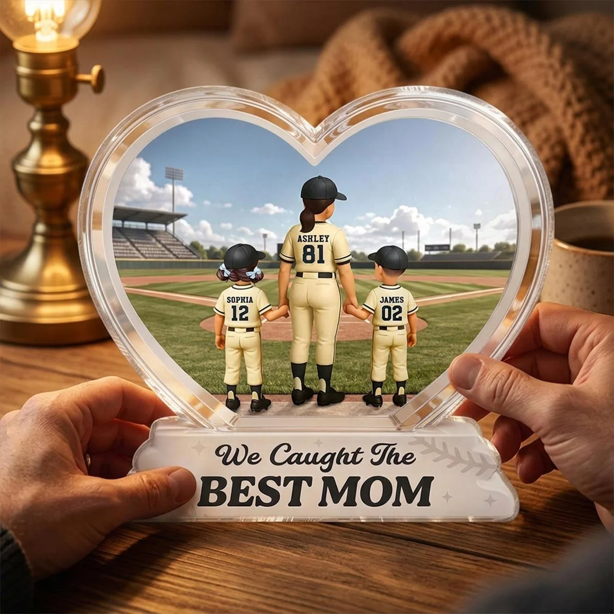 We Caught The Best Mom Baseball Mom & Kids Back View 2D Flat - Personalized Acrylic Block Plaque - Mother's Day Gift For Baseball Mom - Image 8