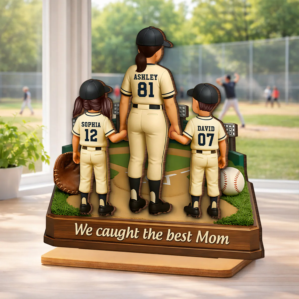 We Caught The Best Mom Baseball - Personalized 2-Layered Wooden Plaque - Heartfelt Gift For Mom, Grandma - Image 2