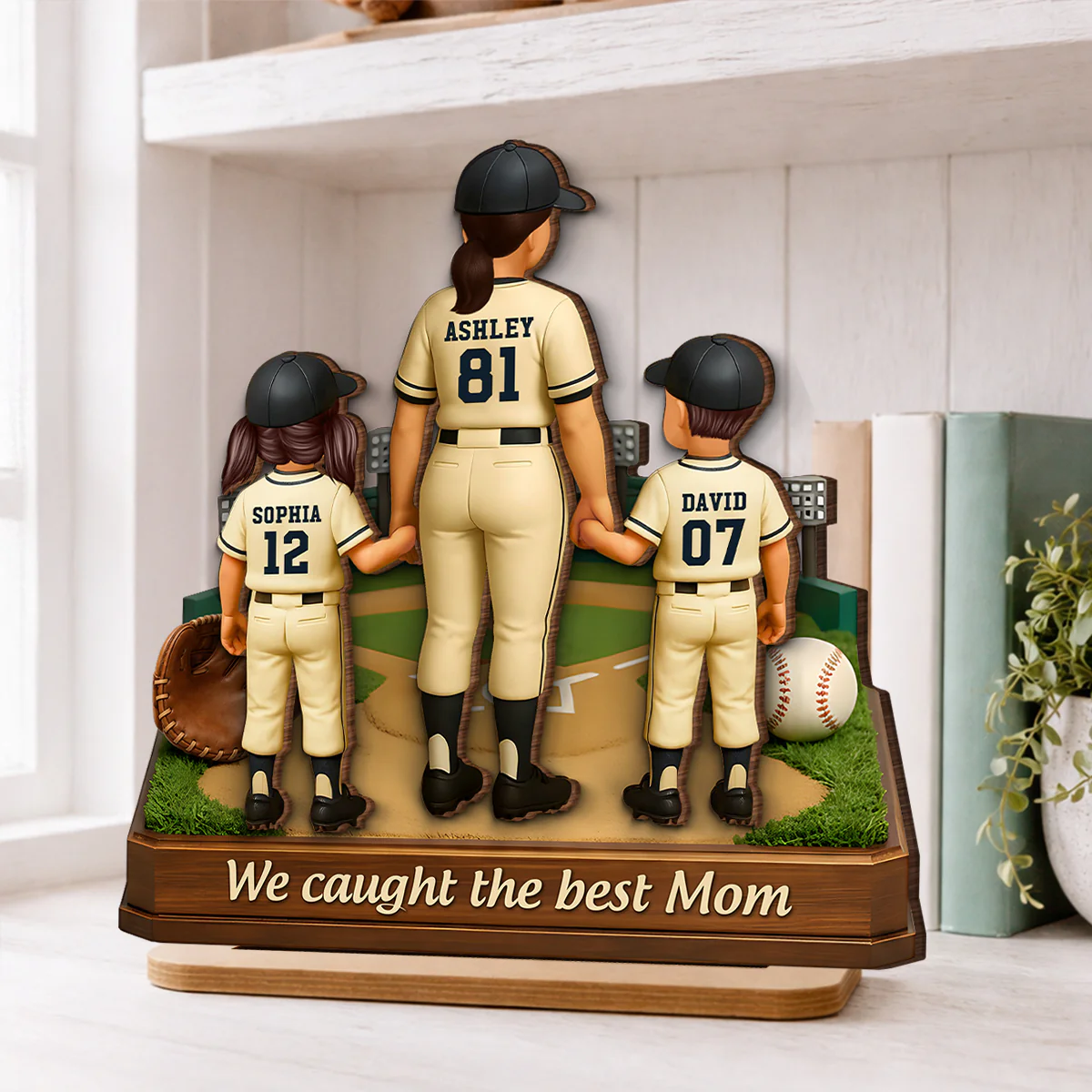We Caught The Best Mom Baseball - Personalized 2-Layered Wooden Plaque - Heartfelt Gift For Mom, Grandma - Image 3