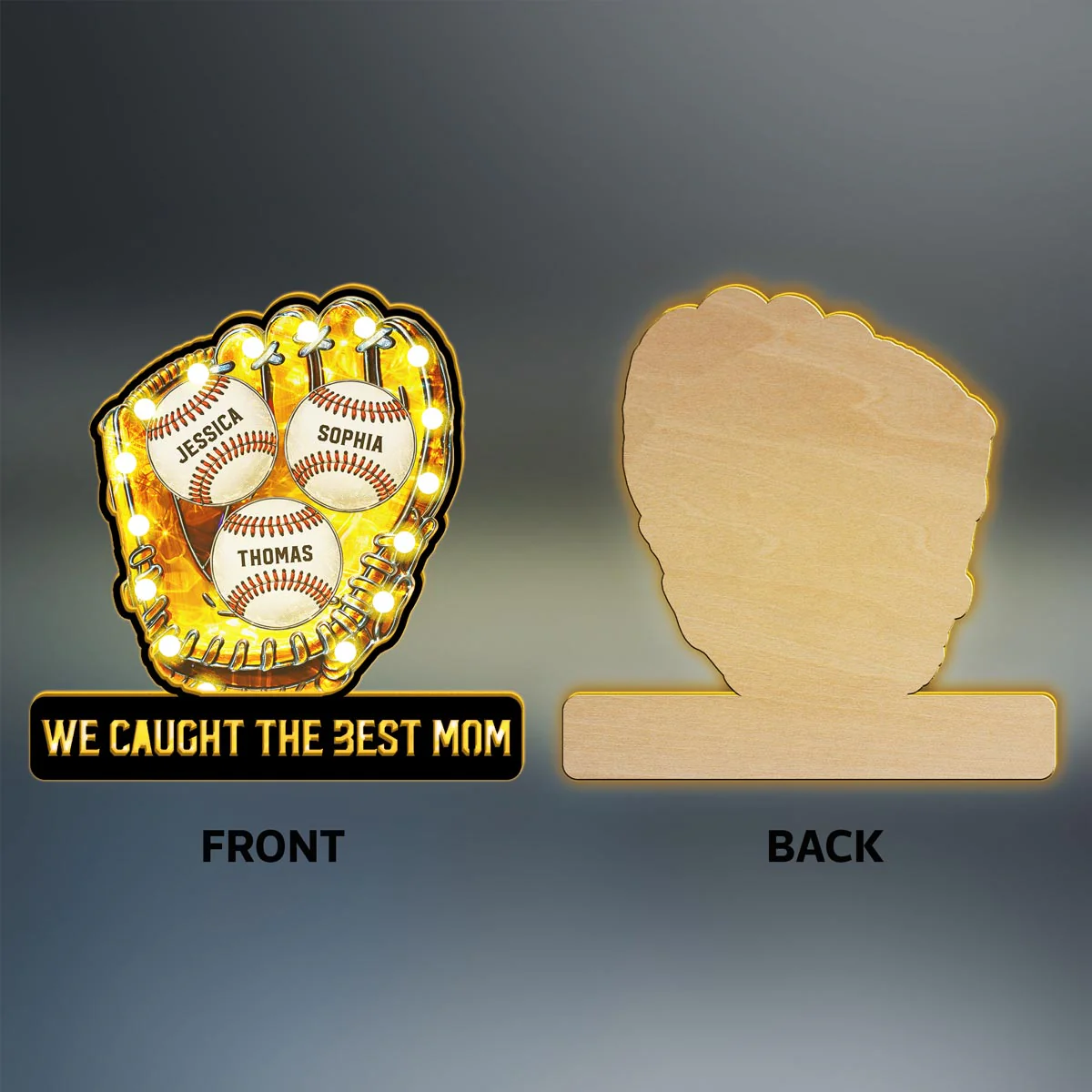 We Caught The Best Mom Baseball - Personalized Suncatcher Night Light - Mother's Day Gift For Baseball Mom - Image 6