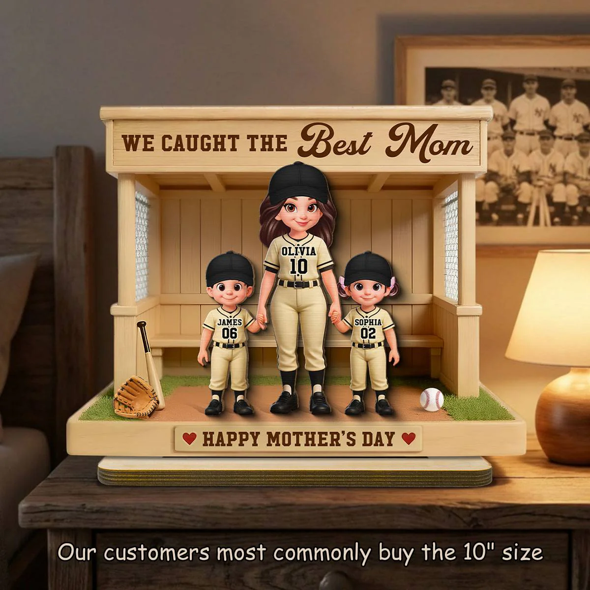 Eternal Love We Caught The Best Mom Happy Mother's Day - Personalized 2-Layered Wooden Plaque - Mother's Day Gift For Baseball Softball Mom - Image 3