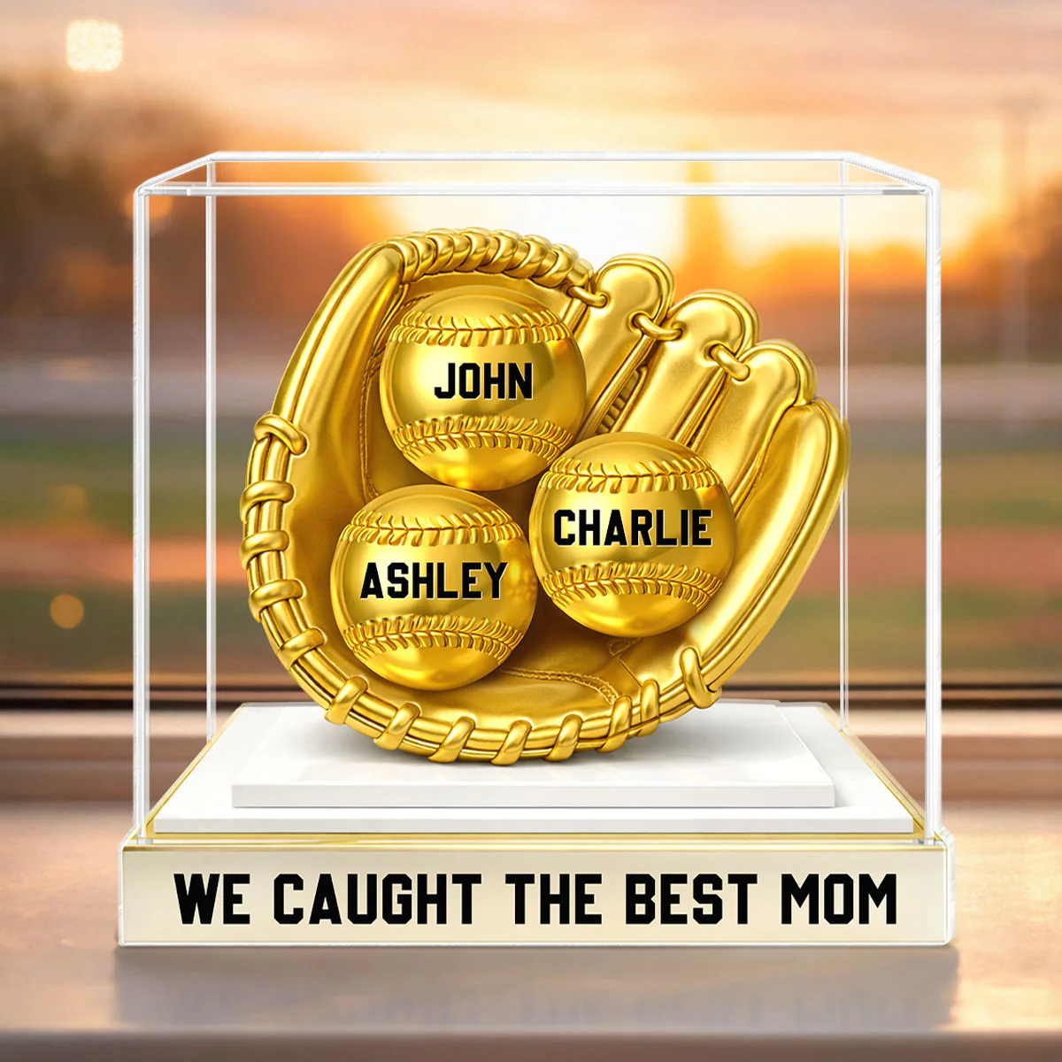 We Caught the Best Mom Golden Glove - Personalized Acrylic Block Plaque - Heartfelt Mother's Day Gift for Mom - Image 2