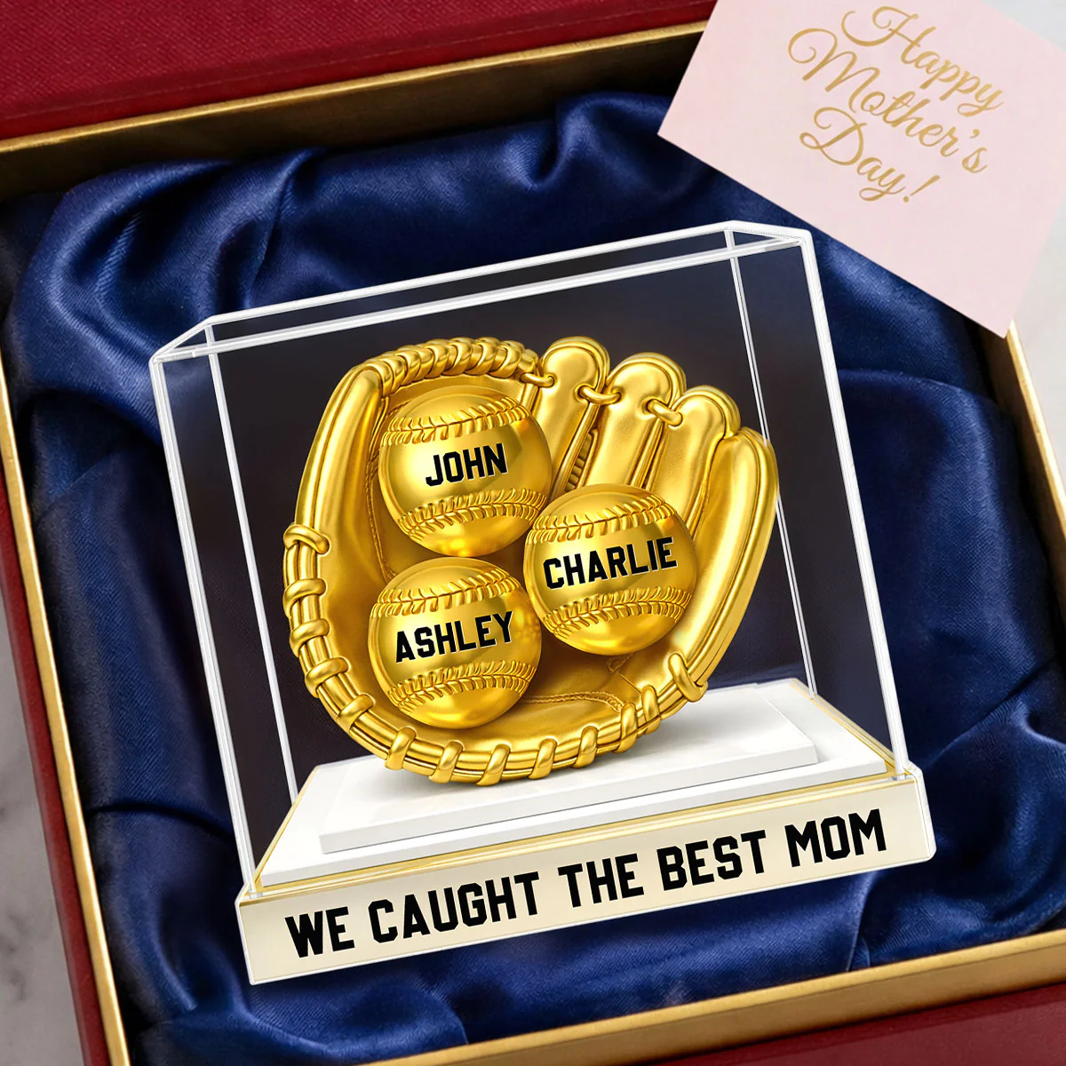 We Caught the Best Mom Golden Glove - Personalized Acrylic Block Plaque - Heartfelt Mother's Day Gift for Mom - Image 3