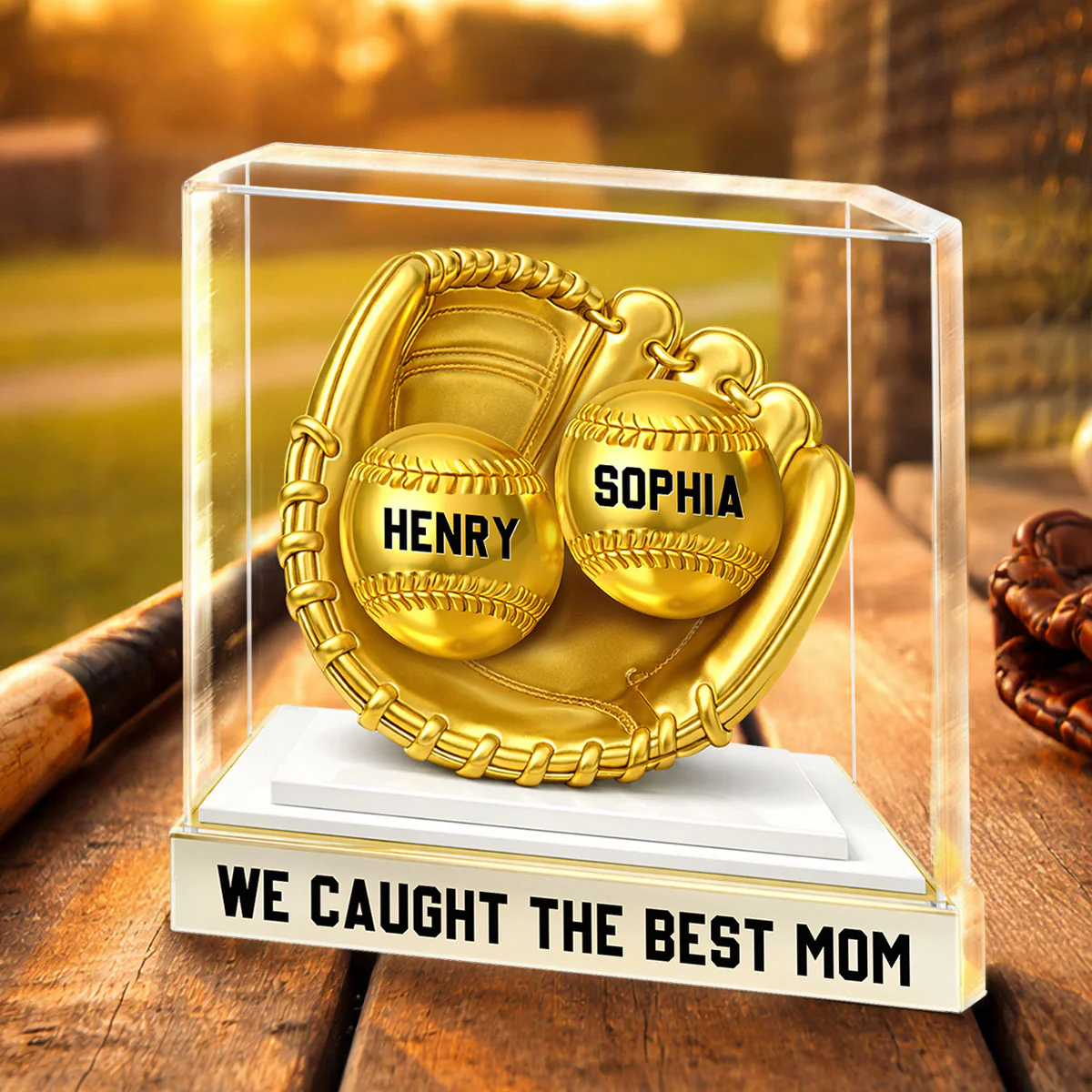We Caught the Best Mom Golden Glove - Personalized Acrylic Block Plaque - Heartfelt Mother's Day Gift for Mom - Image 6
