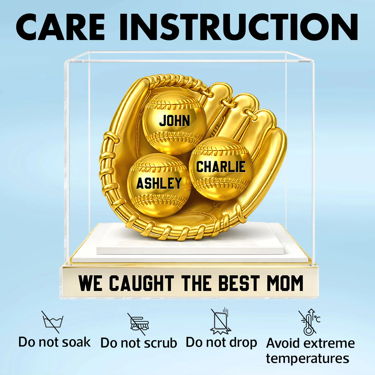 We Caught the Best Mom Golden Glove - Personalized Acrylic Block Plaque - Heartfelt Mother's Day Gift for Mom - Image 8