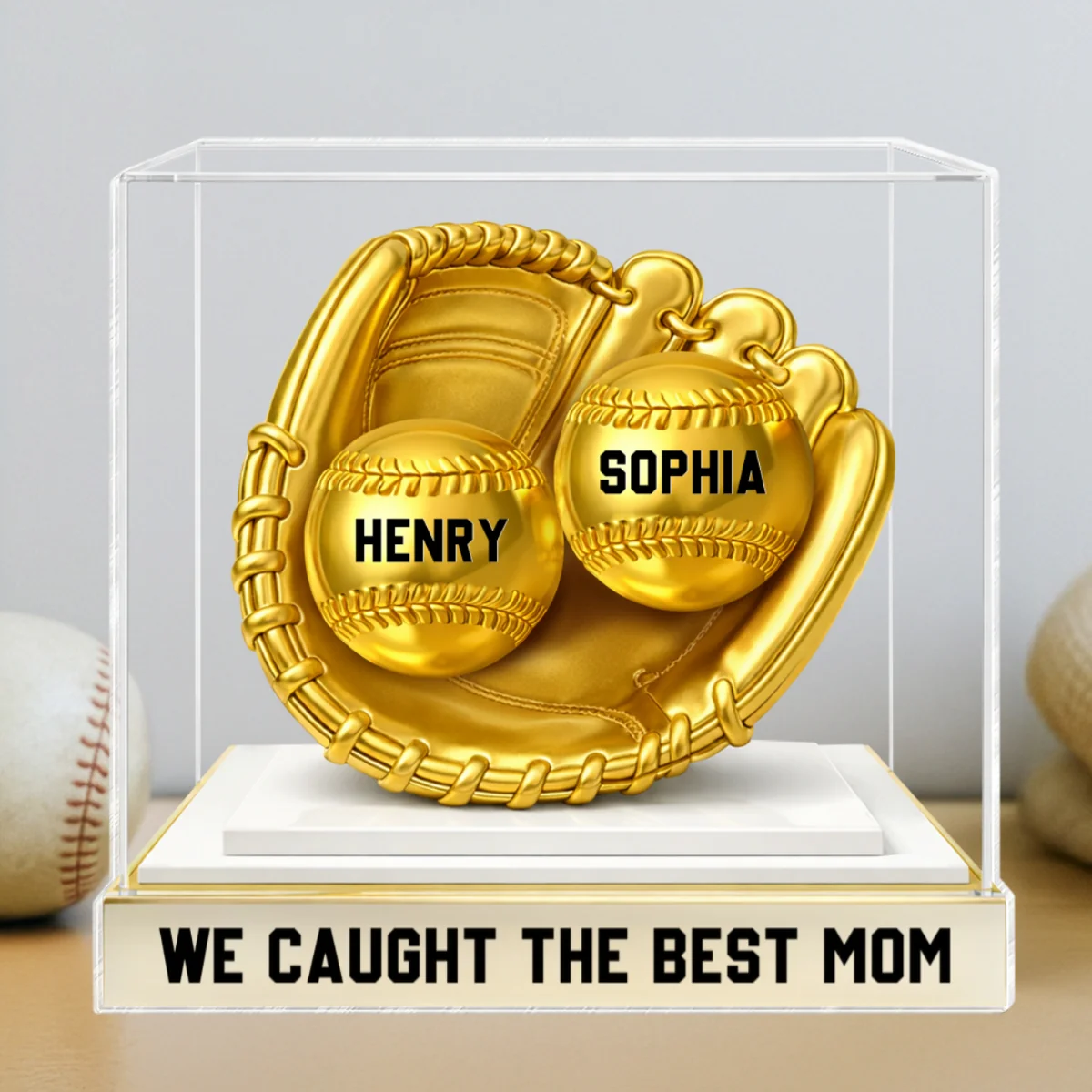 We Caught the Best Mom Golden Glove - Personalized Acrylic Block Plaque - Heartfelt Mother's Day Gift for Mom - Image 9