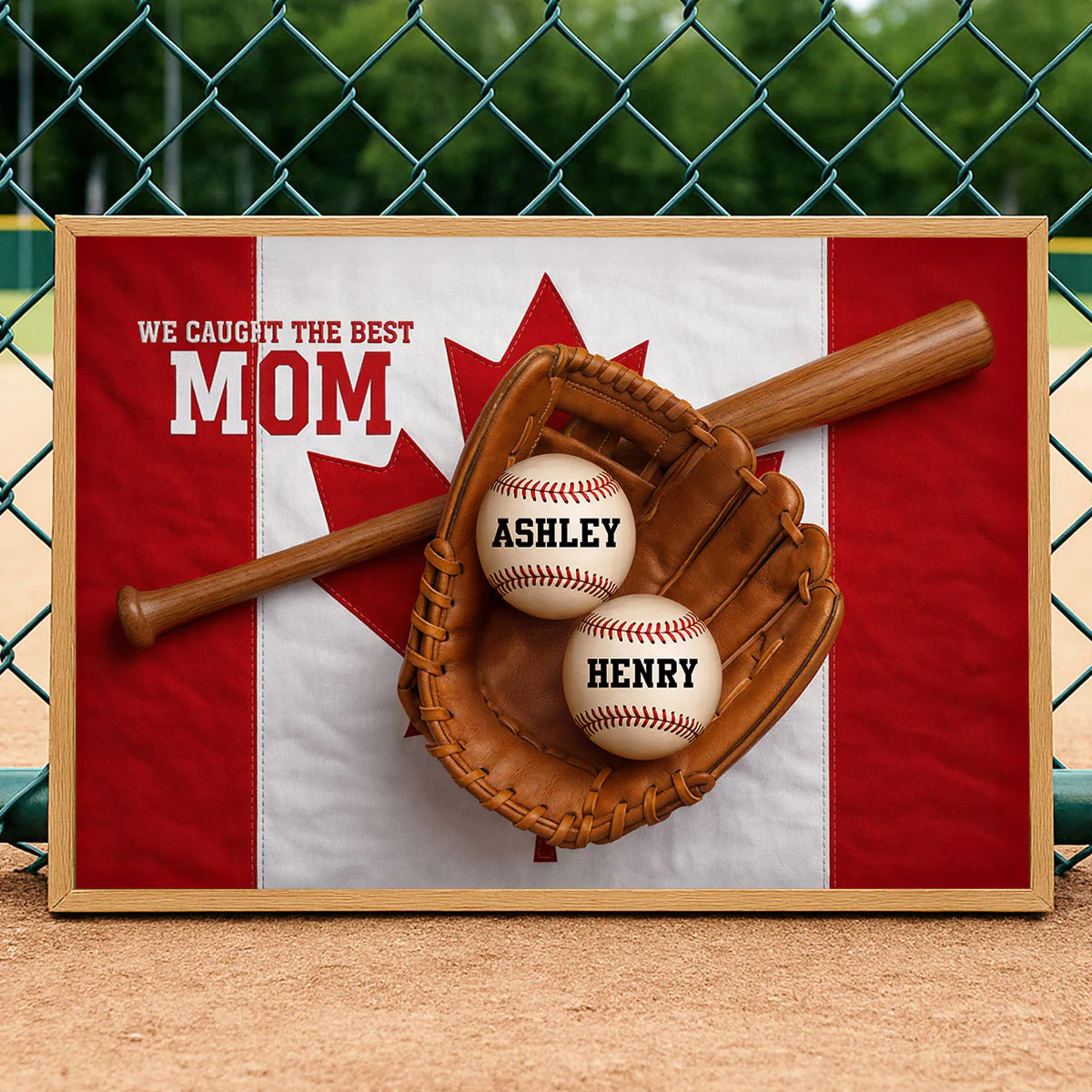 We Caught The Best Mom Nation Flag - Personalized Poster - Gift For Baseball Mom, Gift For Wife - Image 3