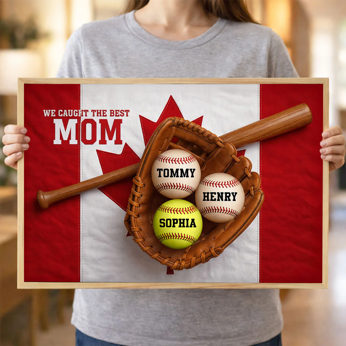 We Caught The Best Mom Nation Flag - Personalized Poster - Gift For Baseball Mom, Gift For Wife - Image 5