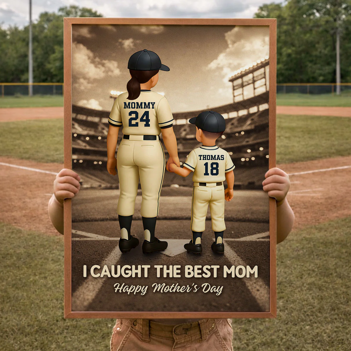 We Caught the Best Mom Retro Wall Art - Personalized Poster - Sentimental Mother's Day Keepsake for Mom, Wife - Image 3