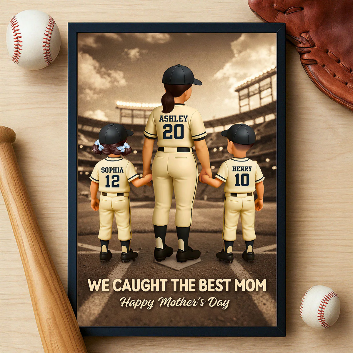 We Caught the Best Mom Retro Wall Art - Personalized Poster - Sentimental Mother's Day Keepsake for Mom, Wife - Image 4