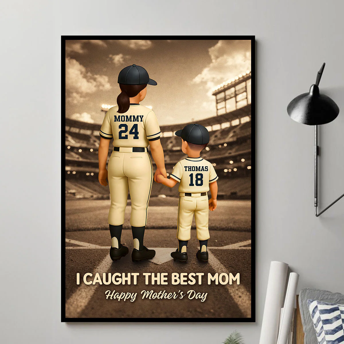 We Caught the Best Mom Retro Wall Art - Personalized Poster - Sentimental Mother's Day Keepsake for Mom, Wife - Image 5