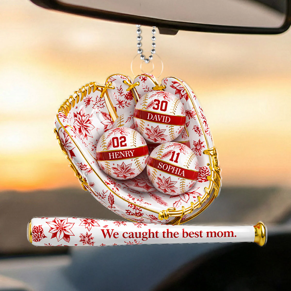 We Caught the Best Mom Toile De Jouy Pattern - Personalized Acrylic Car Hanger - Mother's Day Gift for Mom, Wife - Image 4