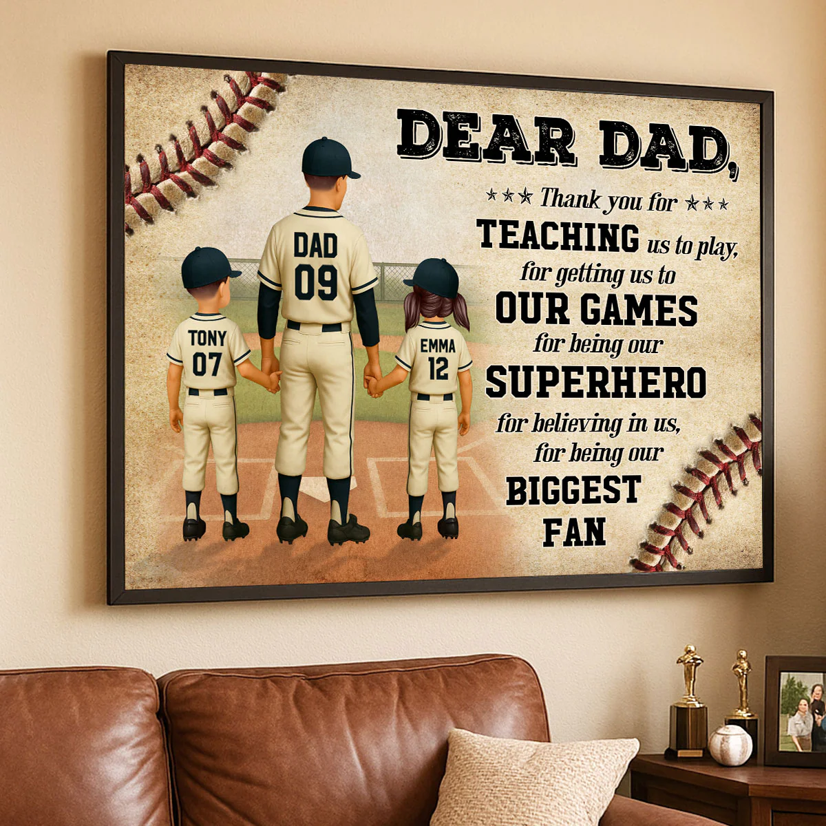 We Hit A Home Run Scoring You As Our Dad Baseball Dad Personalized Poster - Image 10