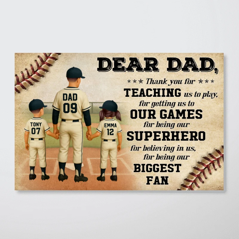 We Hit A Home Run Scoring You As Our Dad Baseball Dad Personalized Poster - Image 12