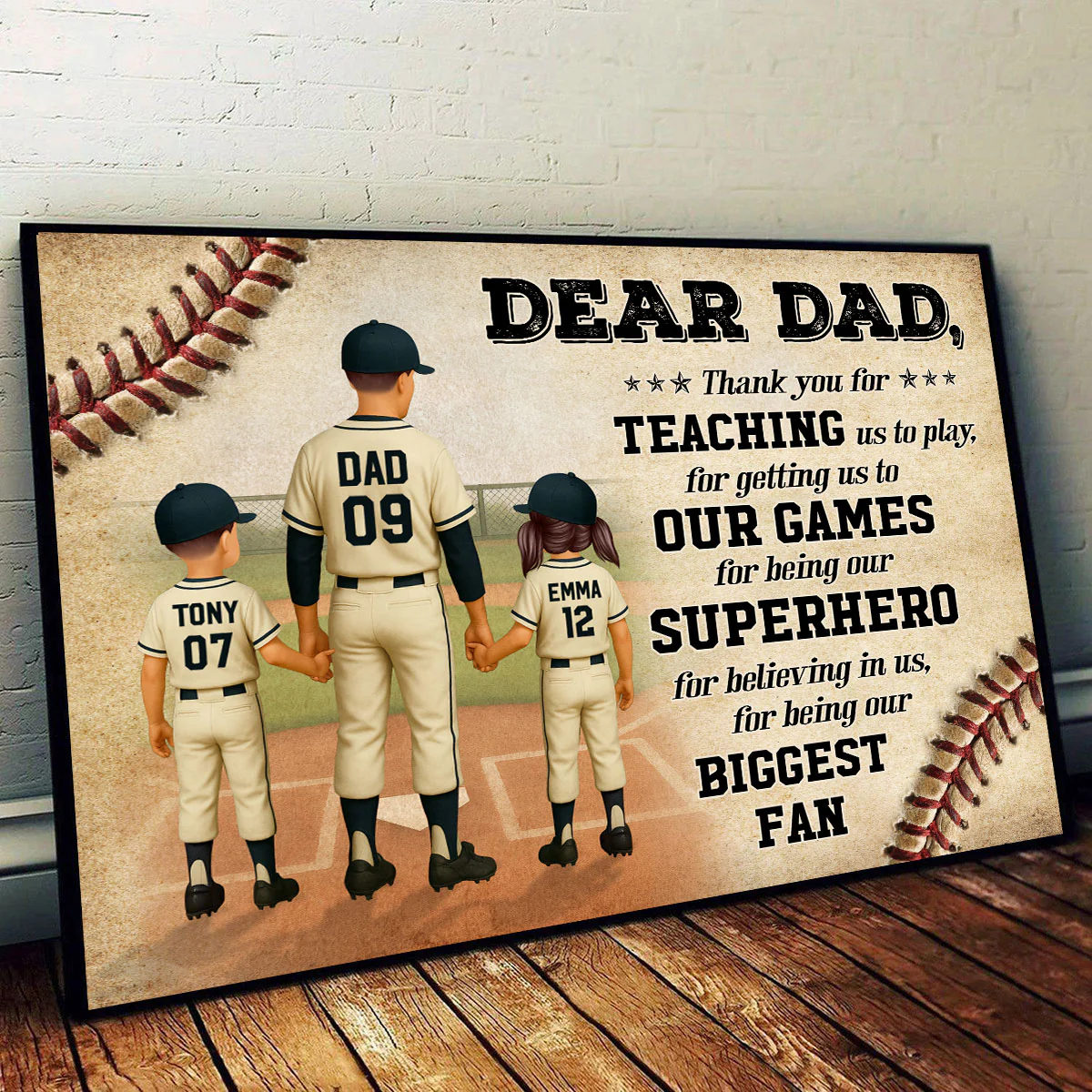 We Hit A Home Run Scoring You As Our Dad Baseball Dad Personalized Poster - Image 2