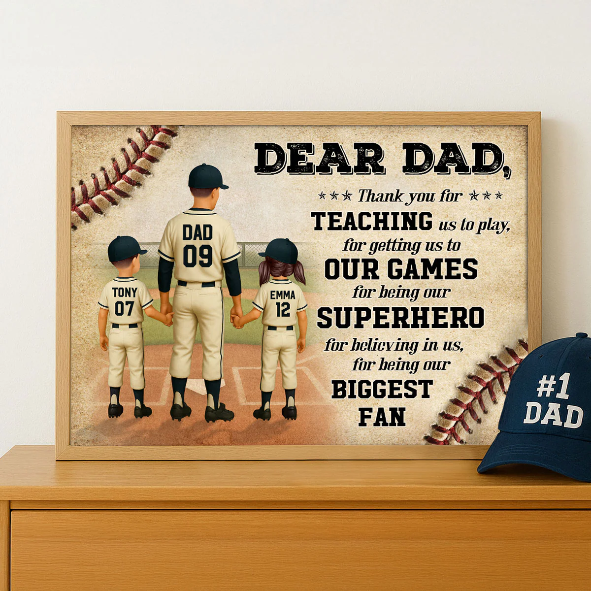 We Hit A Home Run Scoring You As Our Dad Baseball Dad Personalized Poster - Image 3