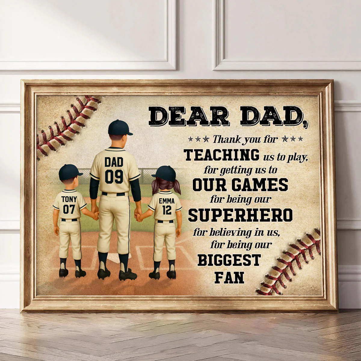 We Hit A Home Run Scoring You As Our Dad Baseball Dad Personalized Poster - Image 4
