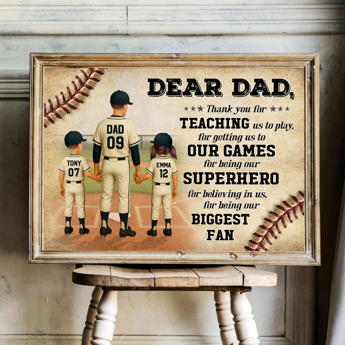 We Hit A Home Run Scoring You As Our Dad Baseball Dad Personalized Poster - Image 5
