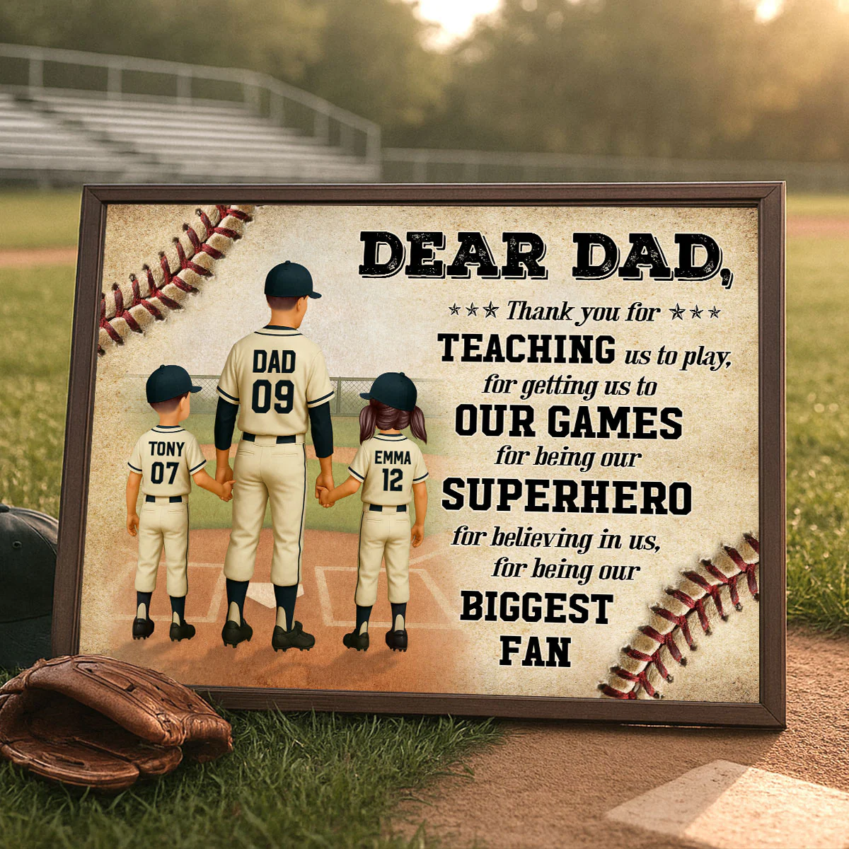 We Hit A Home Run Scoring You As Our Dad Baseball Dad Personalized Poster - Image 9