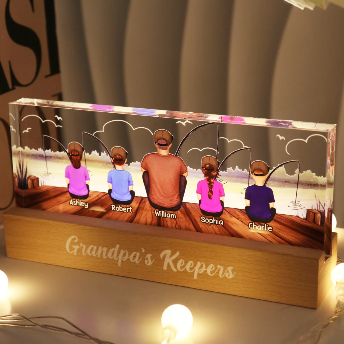We Hooked The Best Dad Father‘s Day Gift For Fishing Dad Personalized Block LED Night Light - Image 2