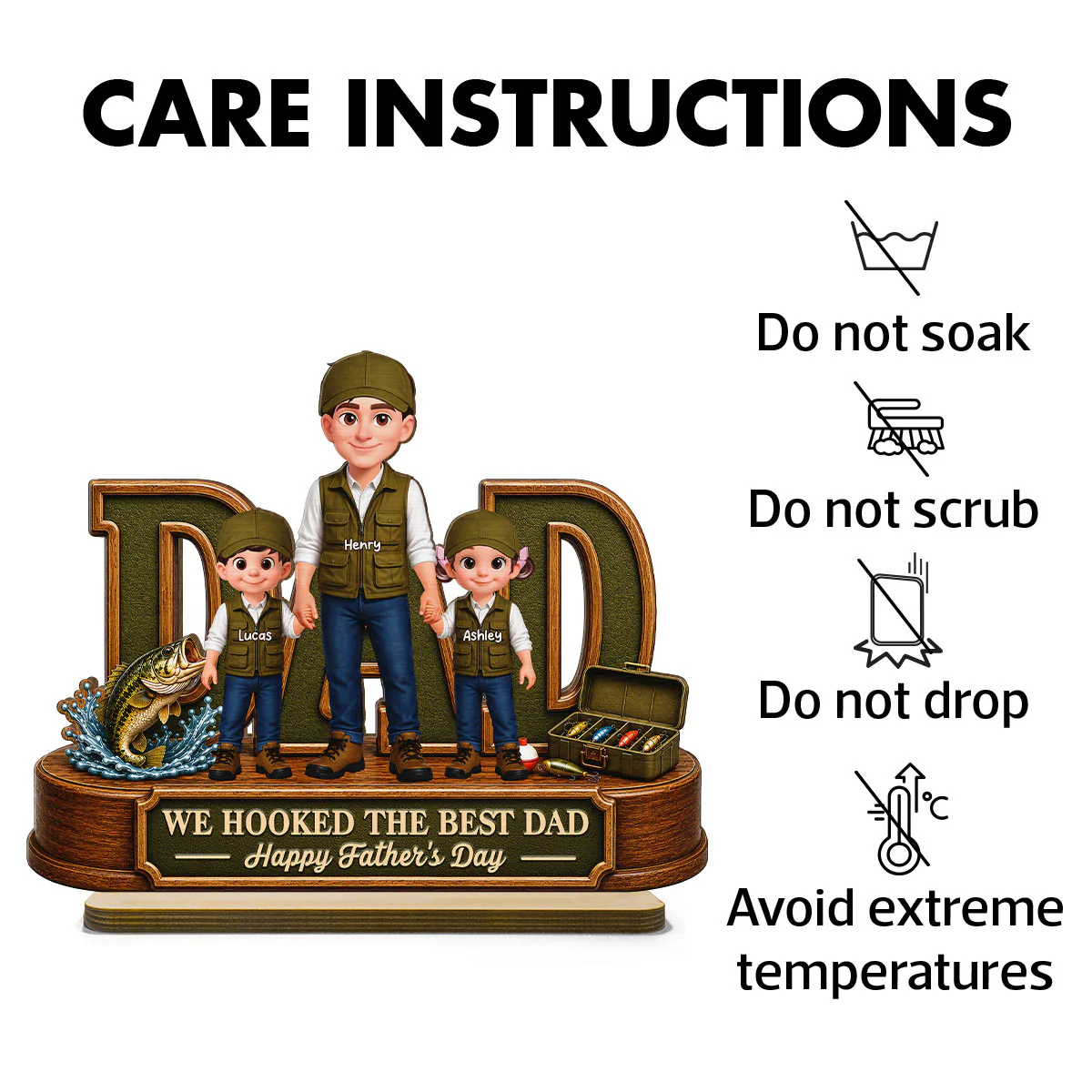 We Hooked The Best Dad Fishing Dad - Personalized 2-Layered Wooden Plaque - Gift For Fishing Dad, Fishing Lovers - Image 9