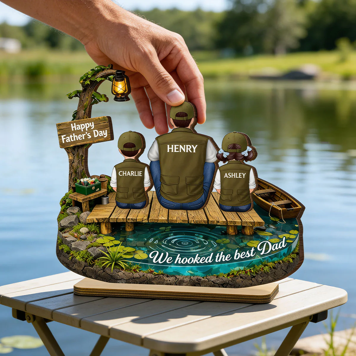 We Hooked The Best Dad Fishing - Personalized 2-Layered Wooden Plaque - Heartfelt Gift For Dad, Gift For Husband - Image 5