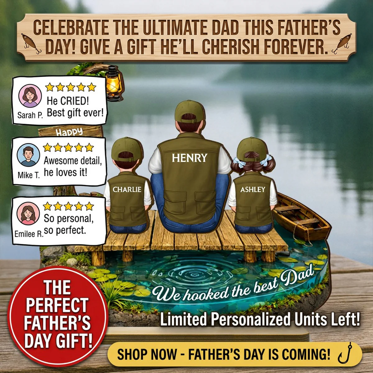 We Hooked The Best Dad Fishing - Personalized 2-Layered Wooden Plaque - Heartfelt Gift For Dad, Gift For Husband - Image 11