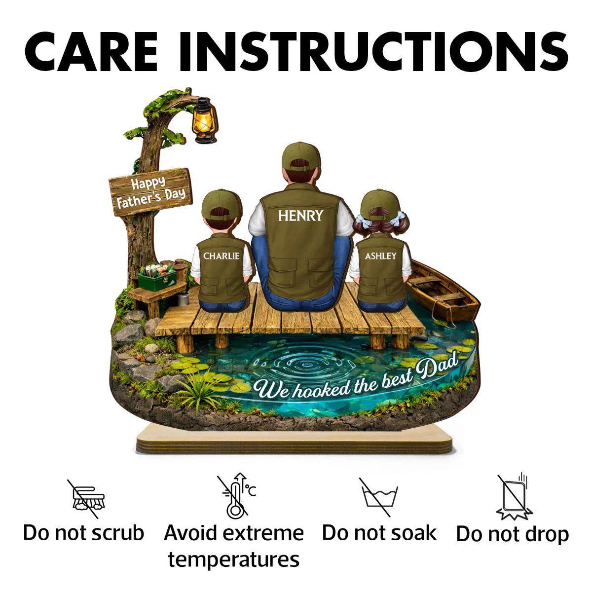 We Hooked The Best Dad Fishing - Personalized 2-Layered Wooden Plaque - Heartfelt Gift For Dad, Gift For Husband - Image 12