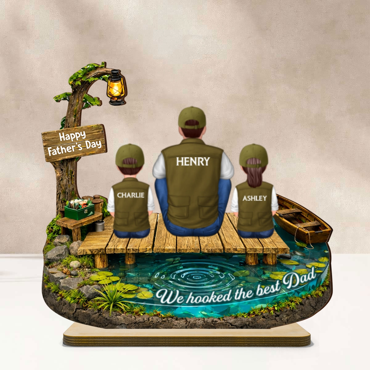 We Hooked The Best Dad Fishing - Personalized 2-Layered Wooden Plaque - Heartfelt Gift For Dad, Gift For Husband - Image 14