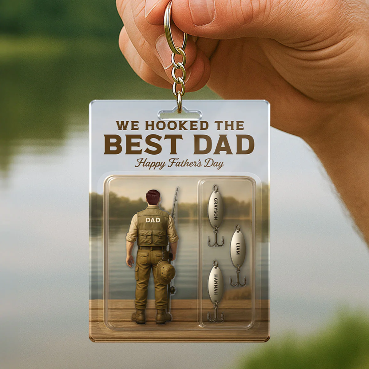 We Hooked The Best Dad Grandpa Fishing With Kids' Names Custom Figure Personalized Keychain, Perfect Father's Day Gift For Fishing Dad, For Husband, For Grandpa - Image 2