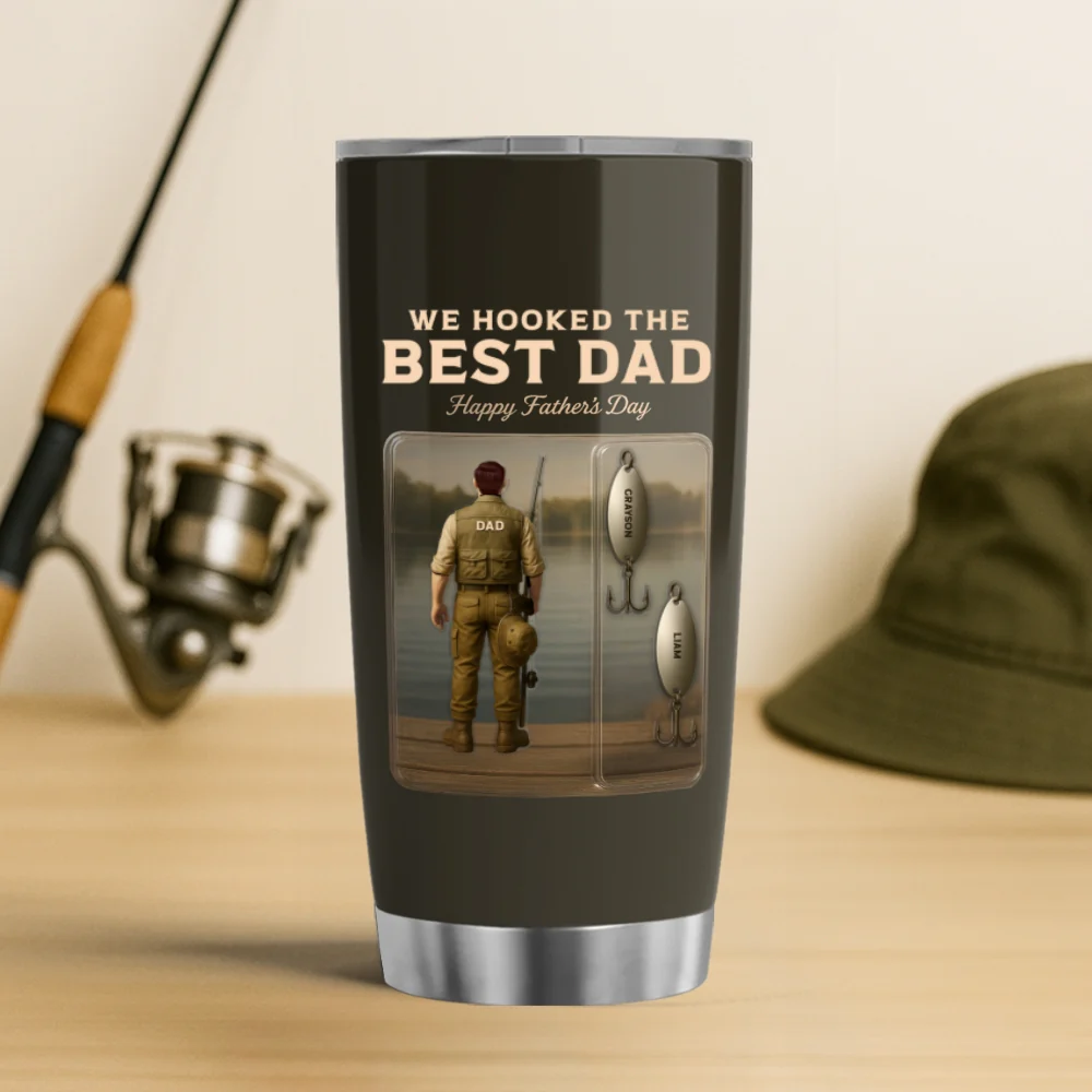 We Hooked The Best Dad Grandpa Fishing With Kids' Names Custom Figure Personalized Tumbler, Perfect Father's Day Gift For Fishing Dad, For Husband, For Grandpa - Image 7