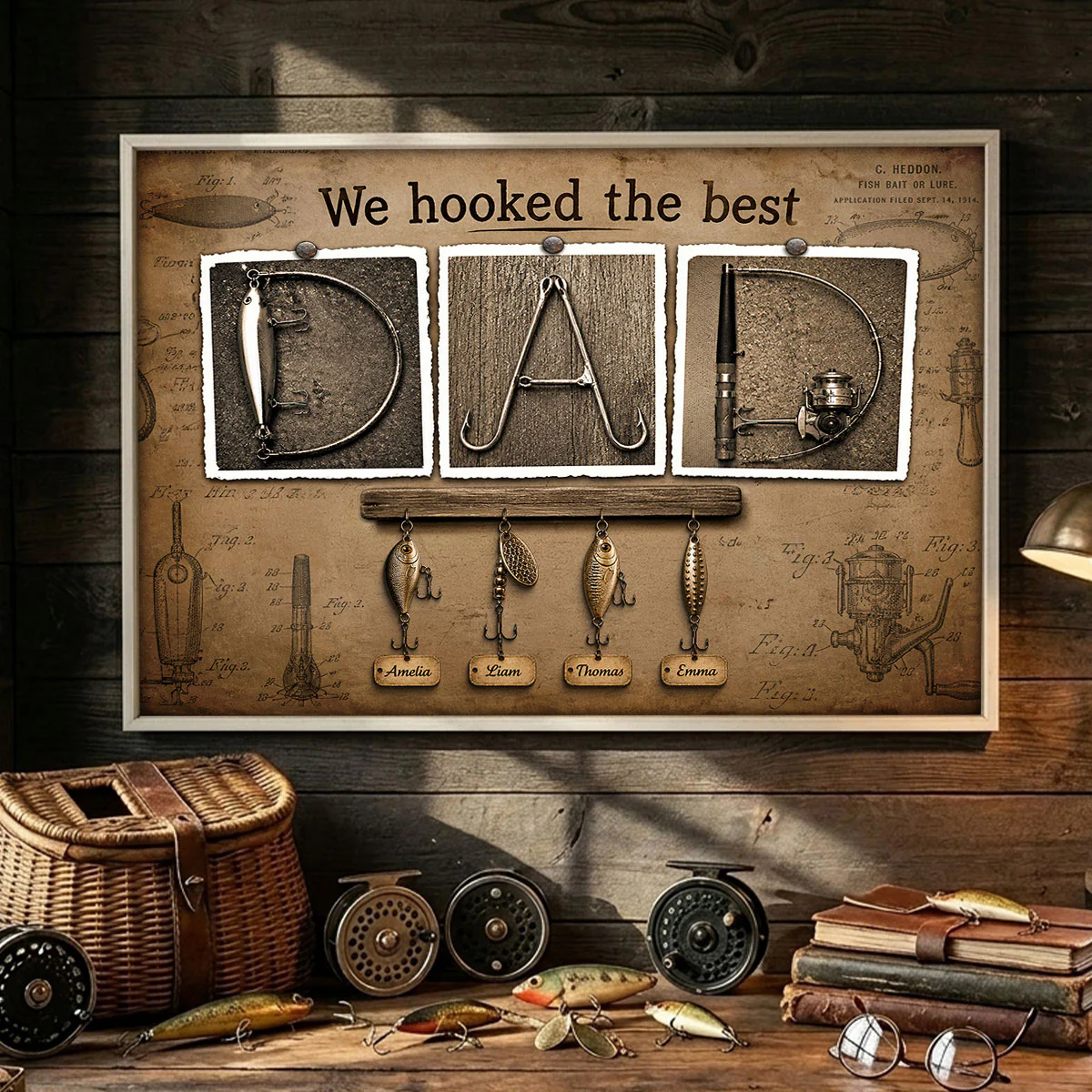 We Hooked the Best Fishing Dad - Personalized Poster - Father's Day Gift for Dad, Husband - Image 2