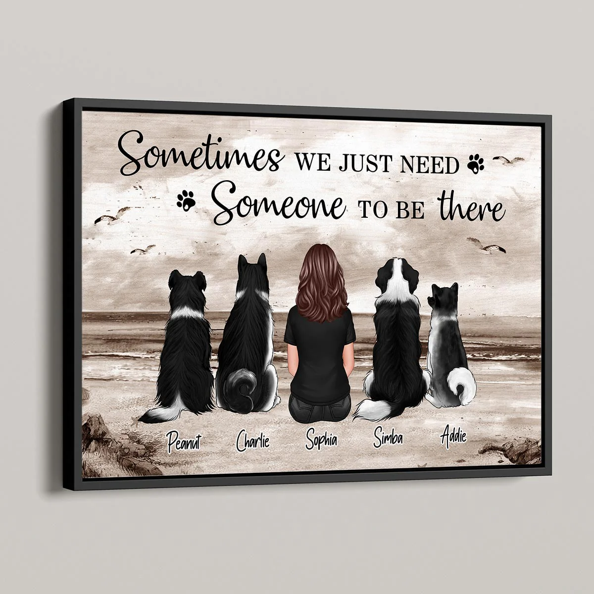 We Just Need Someone To Be There Retro Beach Landscape Gift For Dog Mom, Dog Dad, Cat Mom, Cat Dad Personalized Horizontal Poster - Image 4