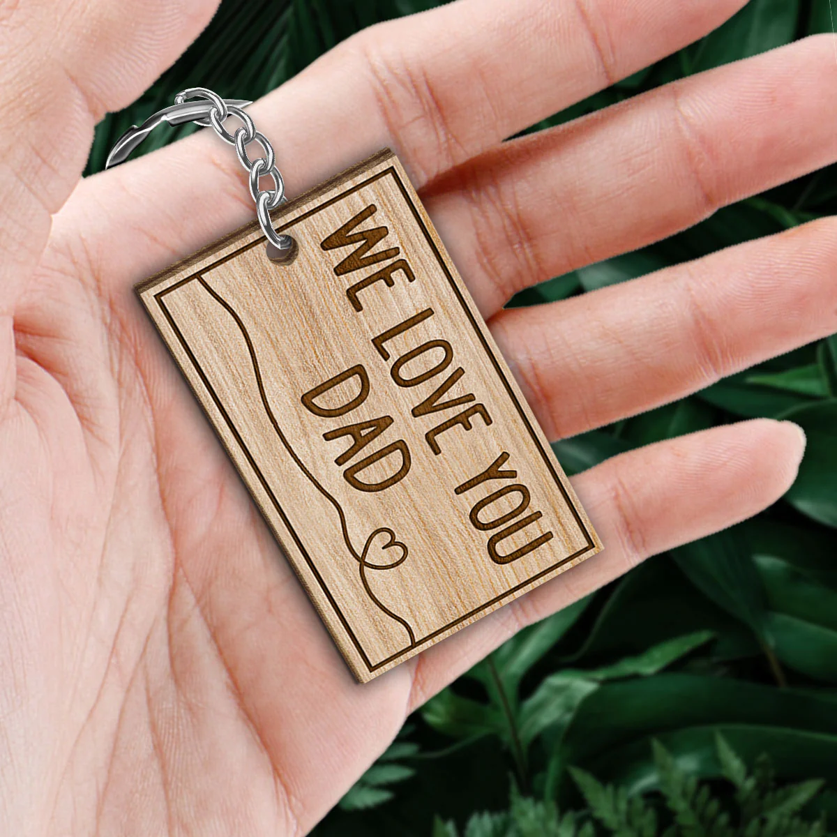 We Love You Dad Happy Doll Kids Father‘s Day Gift For Dads Personalized Wooden Keychain - Image 2