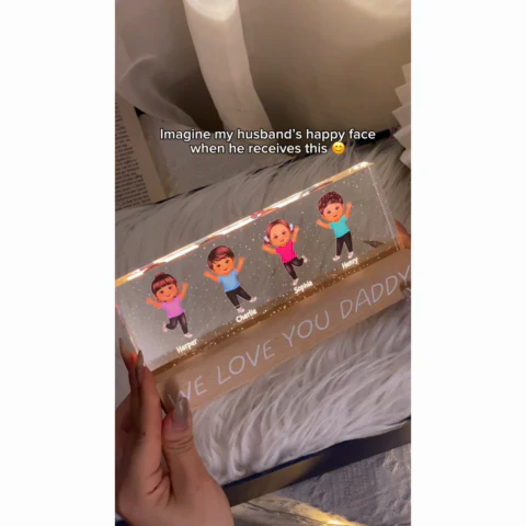 We Love You Daddy Happy Kids Personalized Acrylic LED Night Light, Father's Day Gift For Dad, Husband - Image 2