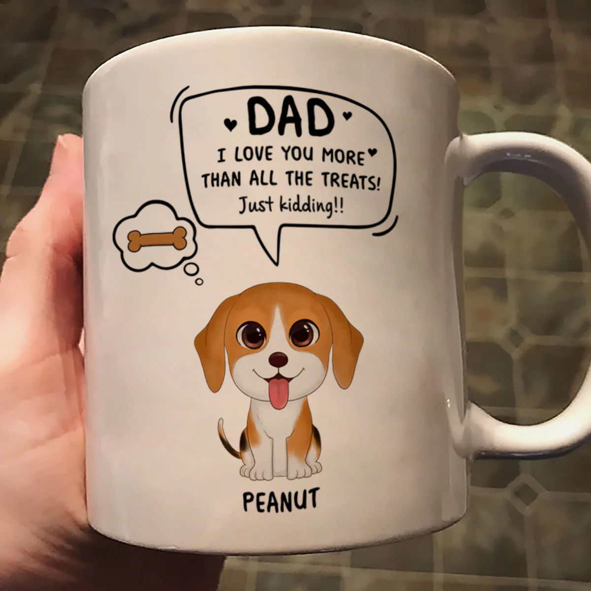 We Love You More Than All The Treats Watercolor Cute Dogs Gift For Dad Personalized Mug - Image 3